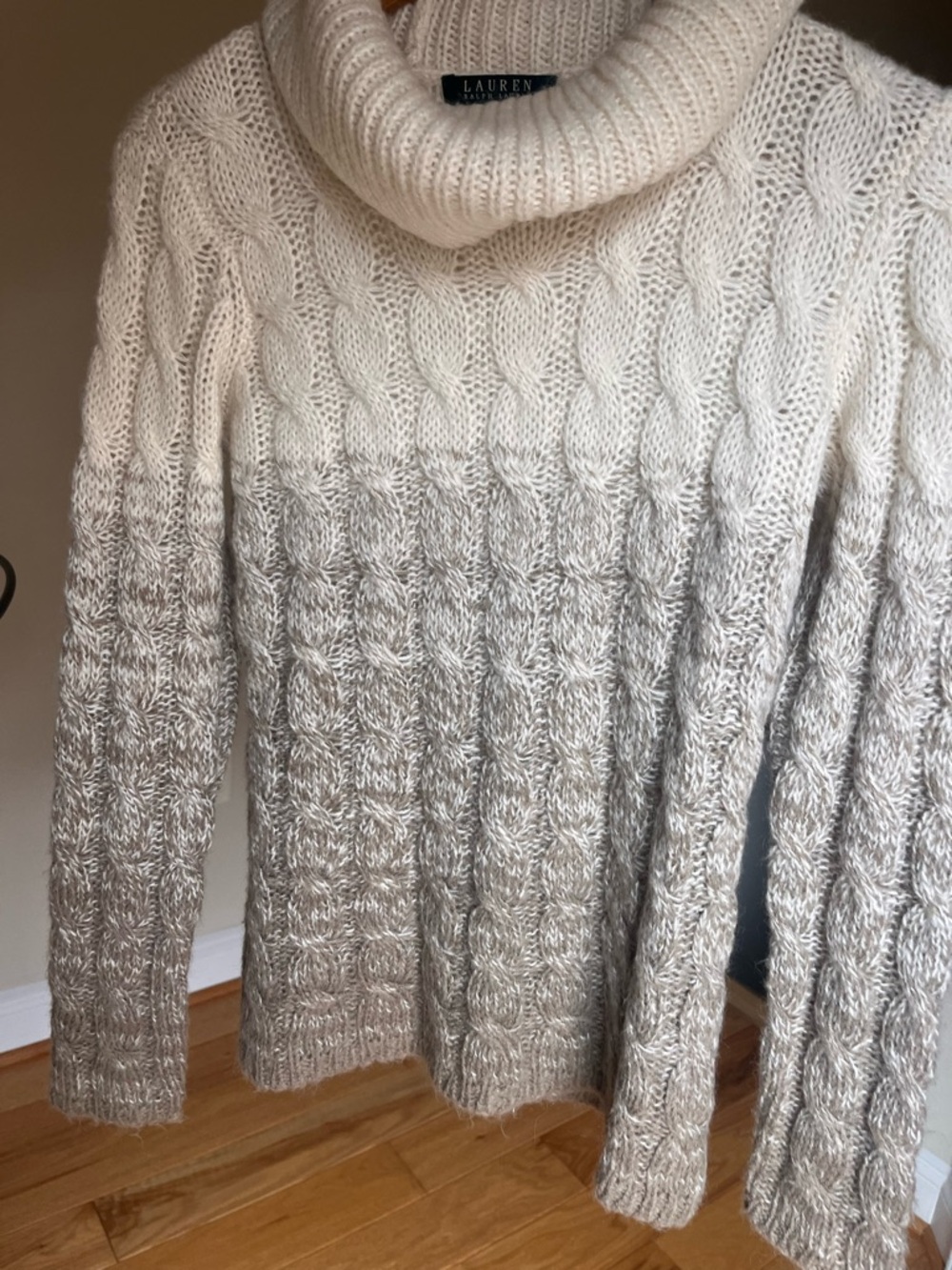 Lauren Ralph Lauren Ombré Mohair-Blend Cable-Knit Cowl Neck Sweater